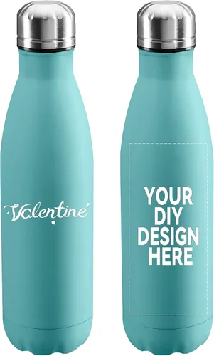 Vista 8 de Botella de agua personalizada de 17 onzas, botella de agua al vacío de doble pared aislada de acero inoxidable, tazas a prueba de fugas para Verde