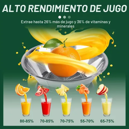 Vista 2 de Máquina exprimidora, extractor de exprimidor centrífugo de 1000 W con boca ancha de 2.6 pulgadas para frutas y verduras enteras, exprimidor
