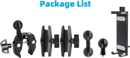 Vista 6 de Soporte de aluminio para tableta de doble brazo con súper abrazadera para rieles de 0.5 a 2 pulgadas de diámetro, soporte de tableta de montaje