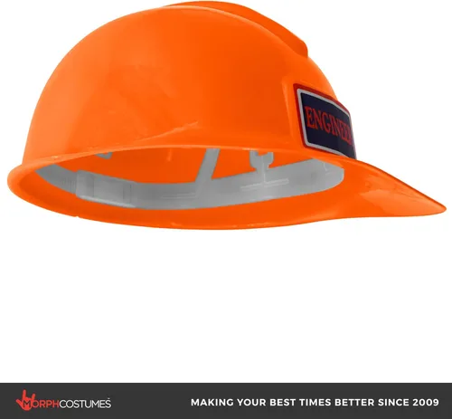 Vista 3 de Casco de construcción de plástico para adultos, sombrero duro de ingeniero, accesorio de disfraz de trabajador de carretera de constructor