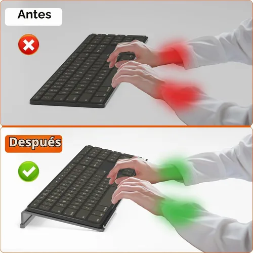 Vista 7 de Richboom - Soporte para teclado de computadora, inclinado, elevador de teclado de PC para escritura ergonómica fácil, bandeja de teclado acrílica