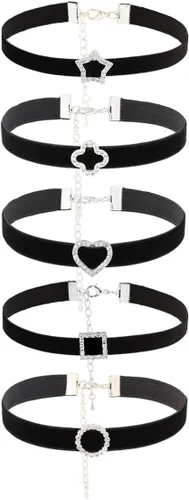Vista 13 de Eigso 6-10 piezas de gargantillas de terciopelo gótico con lazo de encaje para mujeres y hombres, conjunto de gargantillas ajustables de tatuaje A1