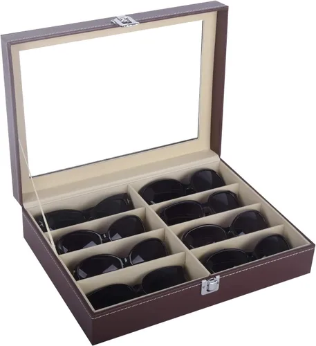 Vista 10 de AUTOARK Leather 8 Piece Eyeglasses Storage and Sunglass Glasses Display Case Organizer