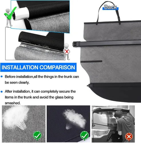 Vista 6 de Powerty Cubierta de carga para Nissan Murano Platinum SL SV S 2015-2024 Cubierta retráctil para maletero Cubierta de blindaje para accesorios