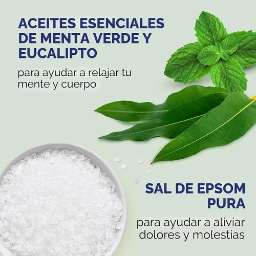 Vista 2 de Dr Teal's Baño de remojo y espuma de sal de Epsom pura, relajación y alivio con eucalipto y menta verde, paquete combinado