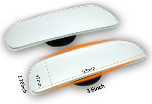 Vista 2 de Espejo de punto ciego, lente convexa de vidrio HD redondo largo sin marco, espejos retrovisores, accesorios exteriores con gran angular ajustable