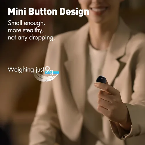 Vista 3 de RIBIU Micrófono de solapa inalámbrico para iPhone/Android, mini micrófono con cancelación de ruido, duración de la batería de 16 horas, micrófono