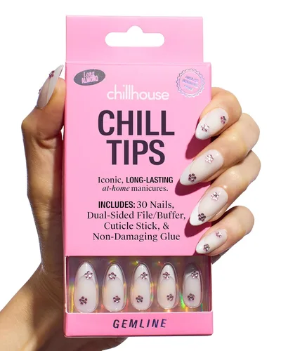 Vista 9 de Chillhouse - Kit de uñas a presión con punta francesa Chill Tips, Bougie Barre (almendra) - 30 formas y tamaños de uñas - 2 semanas de uso - Ajuste
