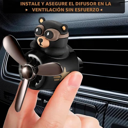 Vista 5 de Clip de ventilación para ambientador de coche de avión - Bear Pilot, hélice Negro