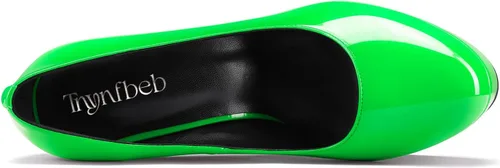Vista 28 de TNYNFBEB Zapatos de tacón de plataforma alta para mujer, con puntera redonda, sin cordones, básicas, clásicas, de 5.5 pulgadas