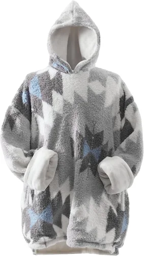 Vista 9 de Coleman Sudadera con Capucha de Manta Vestible de Gran Tamaño de Sherpa y Micro-Visón, Azul - Talla Única para la Mayoría