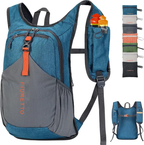 Vista 29 de FIORETTO Mochila de 15L para senderismo para mujeres y hombres, mochila mini plegable, mochila ligera pequeña para acampar, viajar, actividades al