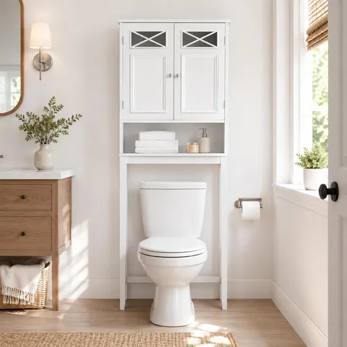 Vista 2 de Teamson Home Dawson - Armario Etagere de madera para baño de 2 puertas