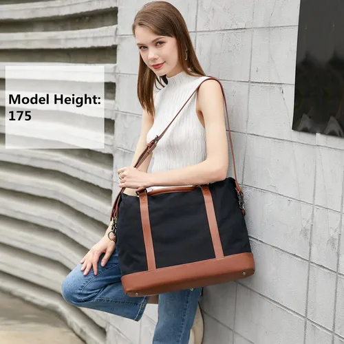 Vista 25 de BLUBOON Bolsas de viaje con cremallera, bolsa de lona para mujer, bolsa de fin de semana para mujer, bolsa de lona para llevar en la bolsa de lona