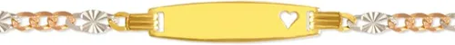 Vista 3 de Pulsera de identificación Regalo único de joyería para ella y él Pulsera de oro de 14 quilates con forma de estrella de Figaro Tricolor