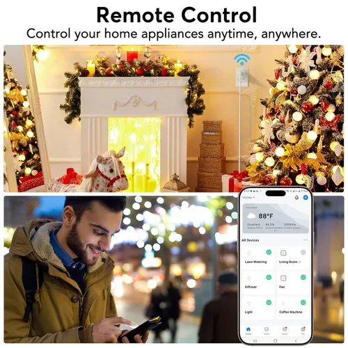 Vista 3 de EIGHTREE Enchufe inteligente, toma WiFi para el hogar inteligente compatible con Alexa y Google Home, enchufe inteligente con control remoto
