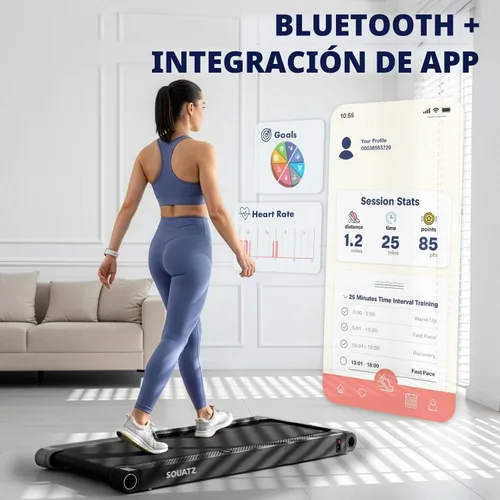 Vista 8 de Squatz Caminadora 2 en 1 con placas de vibración, almohadilla compacta para caminar debajo del escritorio con control remoto, pantalla LED, cinturón