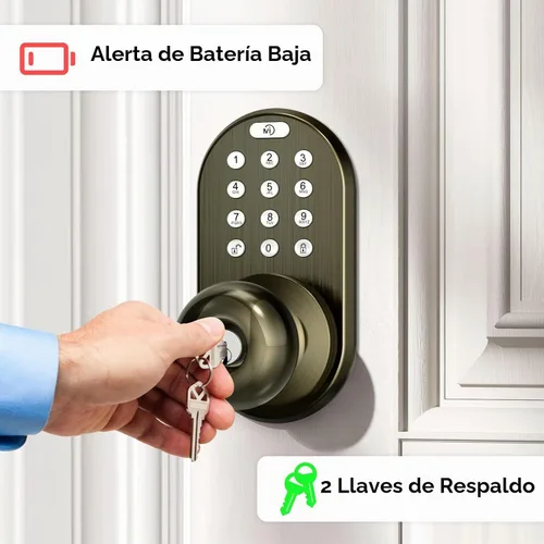 Vista 5 de MiLocks - Pomo de puerta con teclado, cerradura de puerta de entrada sin