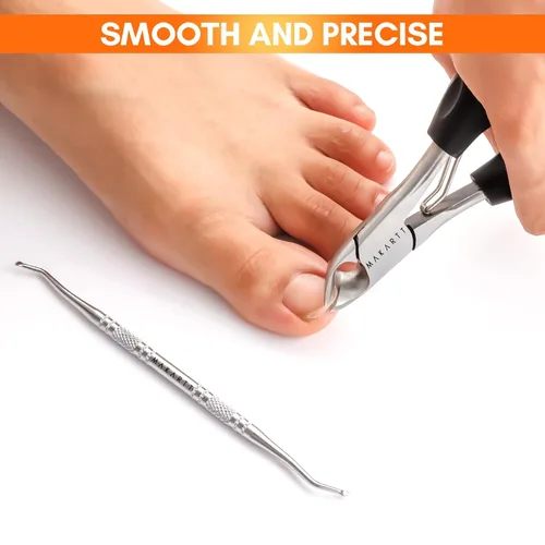 Vista 7 de Makartt Cortaúñas para uñas encarnadas con elevador de uñas, juego de podólogo de acero inoxidable para uñas gruesas, herramientas de manicura