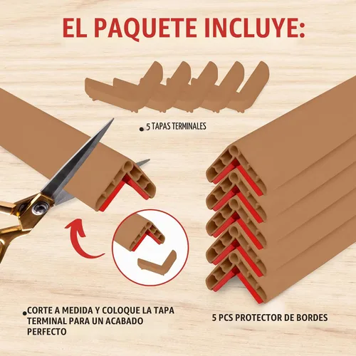 Vista 2 de Rubber Bond Protector de borde de esquina de pared, protectores de esquinas a prueba de bebés de 1 x 1 x 36 pulgadas, tiras de borde autoadhesivas