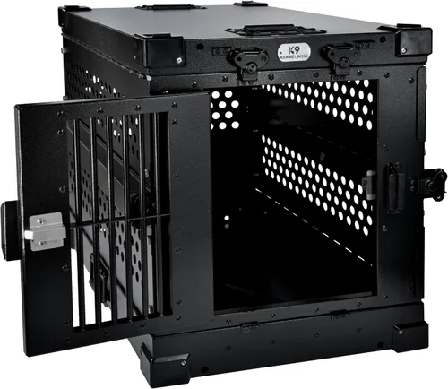 Vista 3 de K9 Kennel Boss - Jaula para Perros de Aluminio Resistente con Recubrimiento en Polvo Completamente Plegable - Pequeña (Negro)