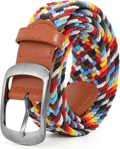 Vista 15 de XZQTIVE Cinturón trenzado elástico para hombres y mujeres, cinturón de golf tejido multicolor, cinturones elásticos para jeans 00 Estilo1
