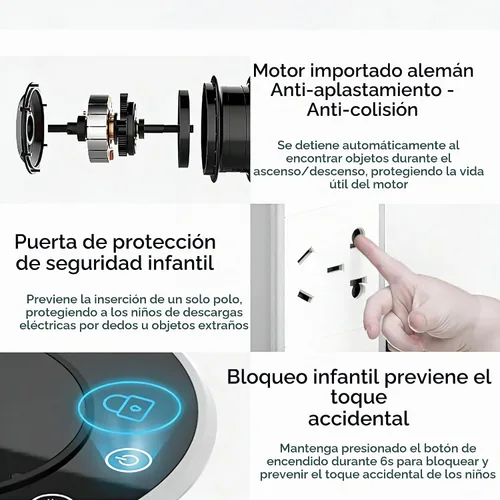 Vista 6 de APP Control remoto Pop Up Outlet, 3AC/2USB, cargador inalámbrico de 15 W Negro