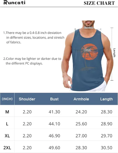 Vista 6 de Runcati Camiseta sin mangas para hombre, estilo vintage con palmeras