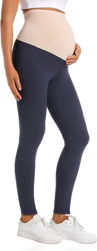 Vista 2 de V VOCNI Leggings de maternidad sobre el vientre, esenciales para mujer, elásticos, suaves, de punto, con soporte para el vientre, leggings