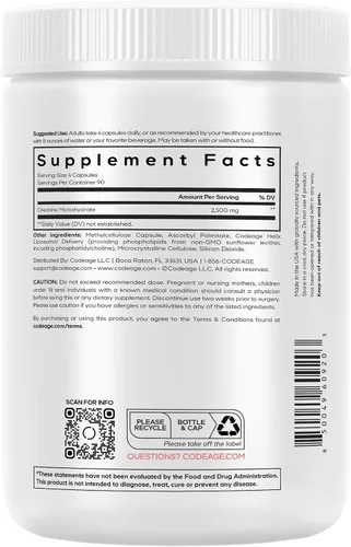 Vista 9 de Codeage Suplemento de monohidrato de creatina liposomal, creatina pura de 2500 mg – suministro de 3 meses, micronizada, músculos de creatinina