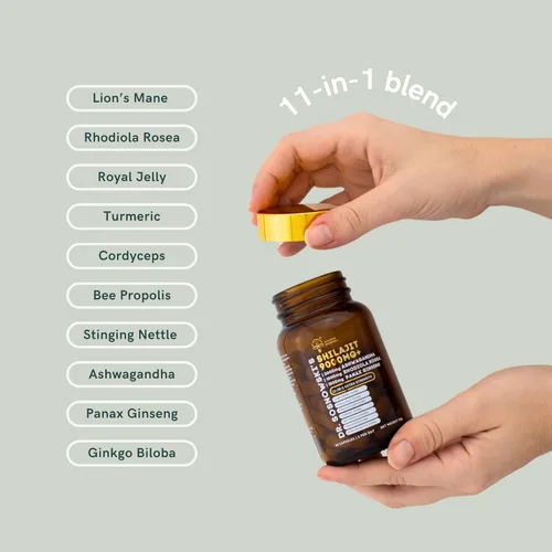 Vista 3 de Dr Sosnowski's BioActive Shilajit Blend con Ashwagandha, Rhodiola Rosea, melena de león, Panax Ginseng, jalea real, ginkgo biloba, cúrcuma