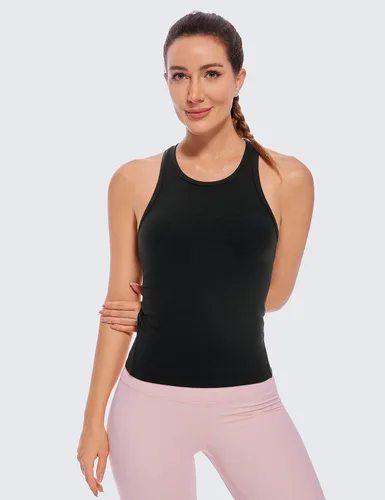 Vista 2 de CRZ YOGA Butterluxe - Camiseta sin mangas de espalda cruzada para mujer, cuello alto, para entrenamiento, atlética, sin mangas, para gimnasio