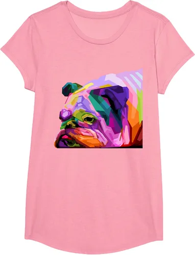 Vista 107 de Camiseta de retrato pop artístico de bulldog británico inglés para dueños de perros, Negro, S