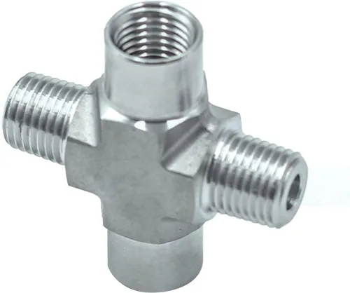Vista 8 de HFS (R) 1/2" NPT rosca hembra tubería 4 vías cruz acero inoxidable 304 (1/2" hembra NPT)