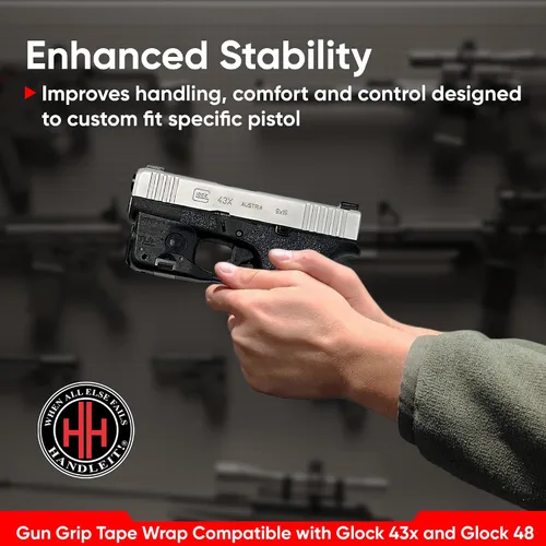 Vista 5 de Handleitgrips Handgun Grip Tape Compatible with Glock 43x and Glock 48 - Rubber Pistol Grip Wrap Tape, Easy Install Accessories, Veteran Owned, Made