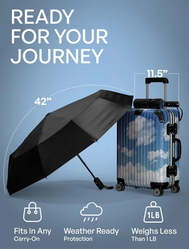 Vista 35 de REPEL Windproof Travel Umbrella - Compact & Withstands Winds up to 85MPH , Strongest Premium Auto Folding Umbrella for Rain and Sun - Durable, Light