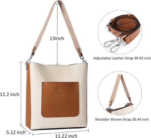 Vista 5 de BOSTANTEN Bolsos de mano para mujer de cuero con bolsa cruzada de hombro albaricoque