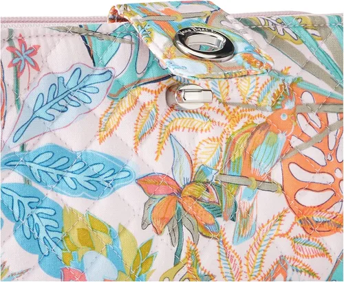 Vista 3 de Vera Bradley Cartera de algodón con protección RFID para mujer, Painted Feathers