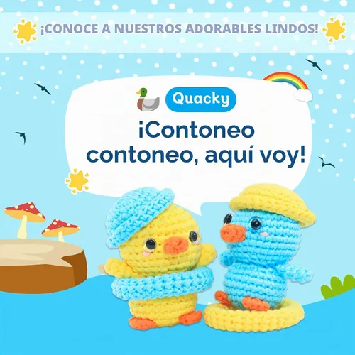 Vista 7 de yes.Sister! Kit de ganchillo de bricolaje para principiantes Juego de pato amarillo y azul Hilo de algodón Tutorial en video e instrucciones