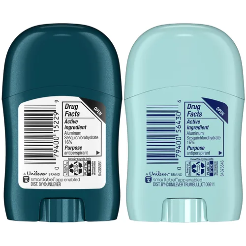 Vista 2 de Degree Travel Desodorante variedad de 24 paquetes (12 Cool Rush + 12 Shower Clean) – Mini antitranspirante activado por calor corporal de 72H, 0.5