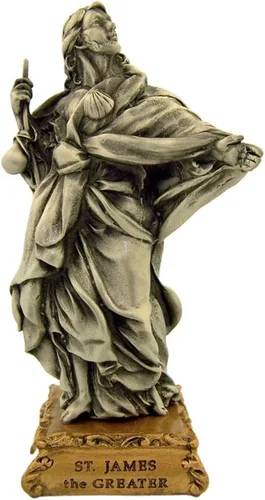 Vista 8 de Estatua de estatua de estatua de peltre de Nuestra Señora de Gracia sobre base de tono dorado, 4 1/2 pulgadas