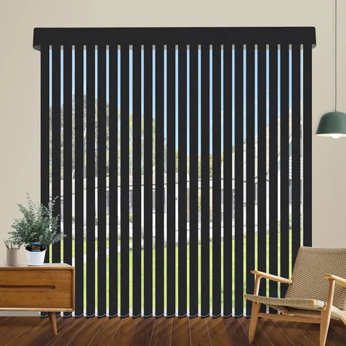 Vista 23 de Persianas verticales opacas sin cordón, persianas de tela con listones de 3.5 pulgadas, persianas verticales con protección UV, tamaño súper grande