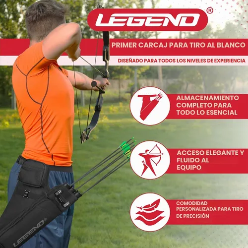 Vista 2 de LEGEND First Archery - Funda para flechas, carcaj de cadera con cinturón ajustable y 3 tubos de flecha, material de nailon duradero con ranura en T