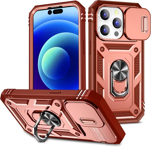 Vista 53 de Funda para iPhone 14, a prueba de golpes, resistente a los impactos, con lente deslizante protectora para iPhone 14 (6.1 pulgadas) (azul)