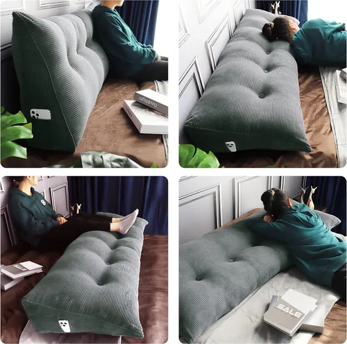 Vista 3 de WOWMAX Almohada de Cuña para Cabecero King Triangular Almohada de Cabecero Almohada de Cuña para Cama Almohada Cilíndrica para Cama Almohadas