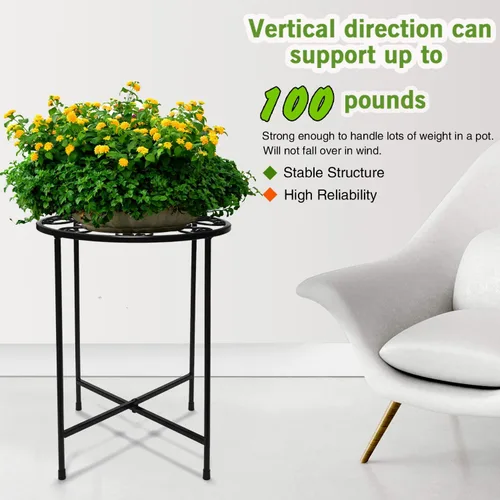 Vista 5 de KABB Soporte de metal para plantas, juego de macetas de 15 pulgadas de alto, moderno soporte de hierro redondo de 10 pulgadas a prueba de óxido