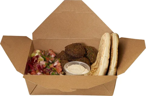 Vista 9 de Recipientes de comida para llevar de 66 onzas, cajas de papel kraft marrón para llevar, resistentes a fugas y grasas, para microondas, restaurantes