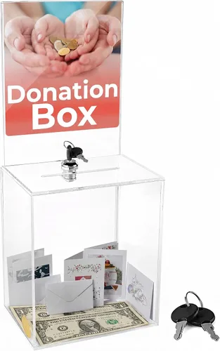 Vista 3 de Caja de ahorro para monedas de caridad con forma de refugio para perros, con cierre de cámara y 2 llaves (negro)