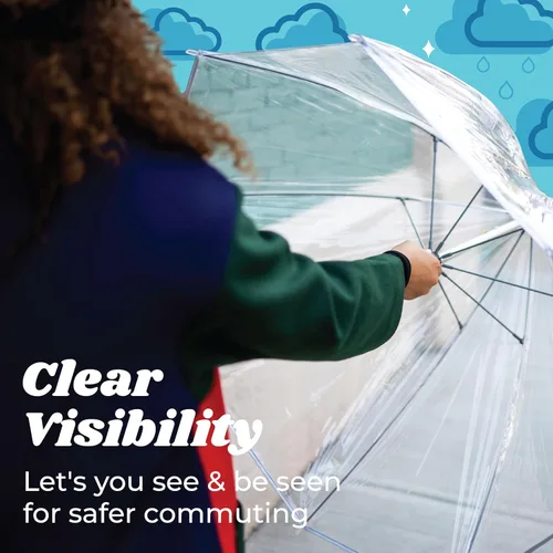 Vista 12 de Totes Adult Clear Bubble Umbrella with Dome Canopy and Lightweight Wind and Rain Protection
