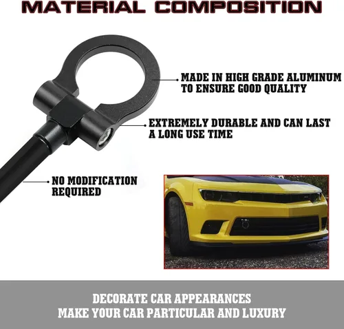 Vista 5 de Xotic Tech Sport Track Racing Style - Gancho de remolque CNC de aluminio con tornillo para parachoques delantero, compatible con Chevrolet Camaro 6ª